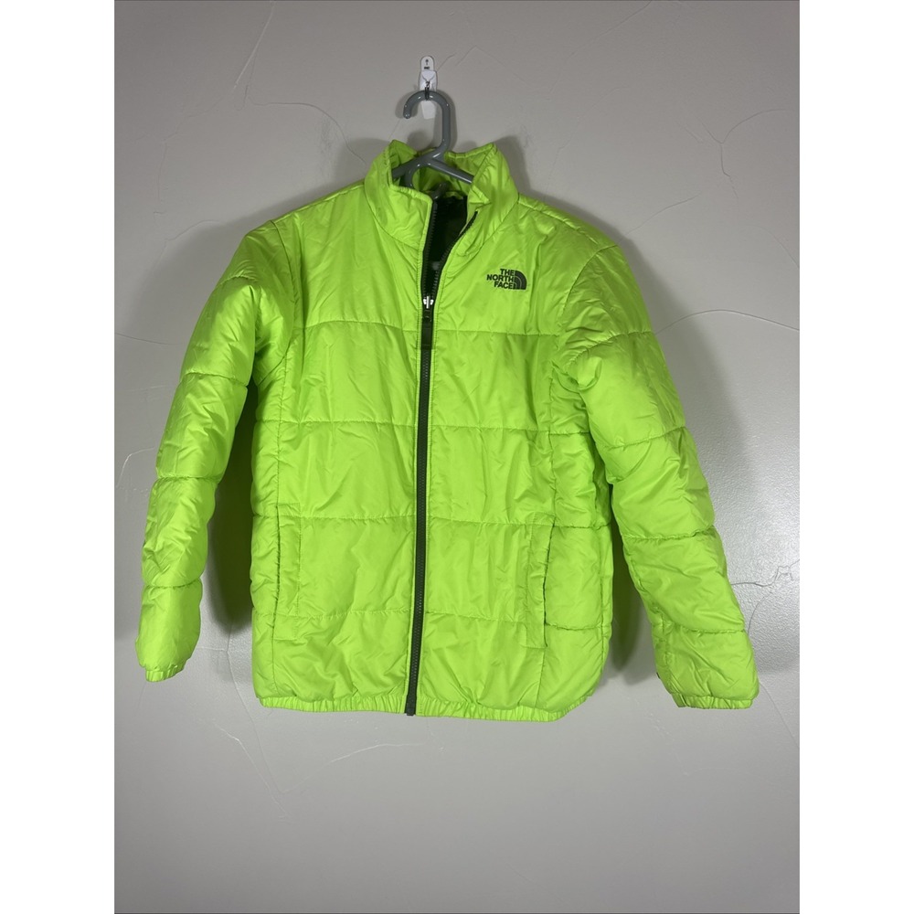 North Face Puffer Jacket Boys Large 14/16 Neon Green Insulated Full Zip